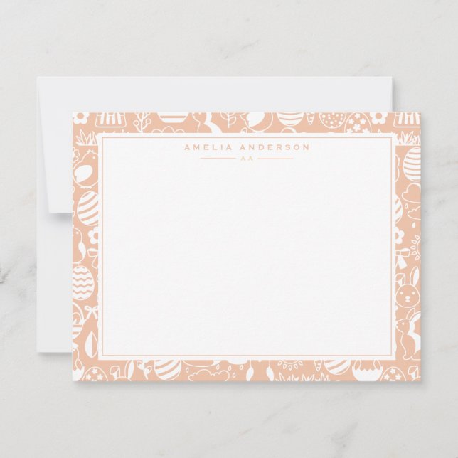Peach Easter Egg Frame Note Card (Front)