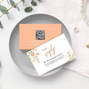 Peach Elegant Floral Wedding RSVP Reply Enclosure Card