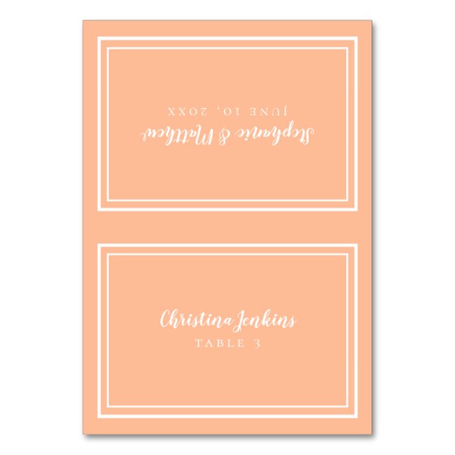 Peach Elegant Wedding Custom Chic Guest Place Card (Front)