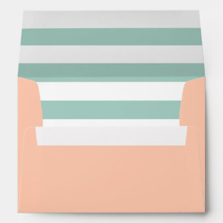 Peach Envelope With Mint Green and White Stripes