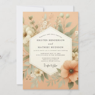 Peach Ethereal Bloom Wedding Invitation