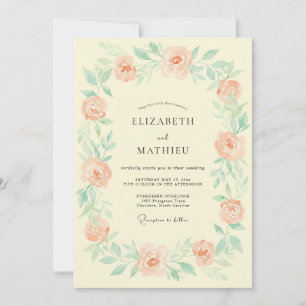 Peach Ethereal Botanical Wedding Invitation