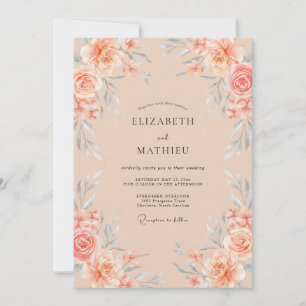 Peach Ethereal Watercolor Wedding Invitation