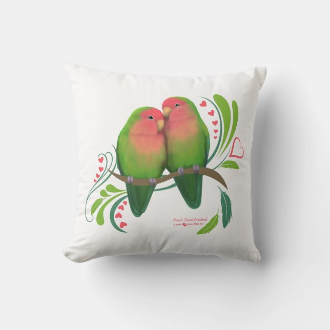 Peach Faced Love Birds Cushion (Front)