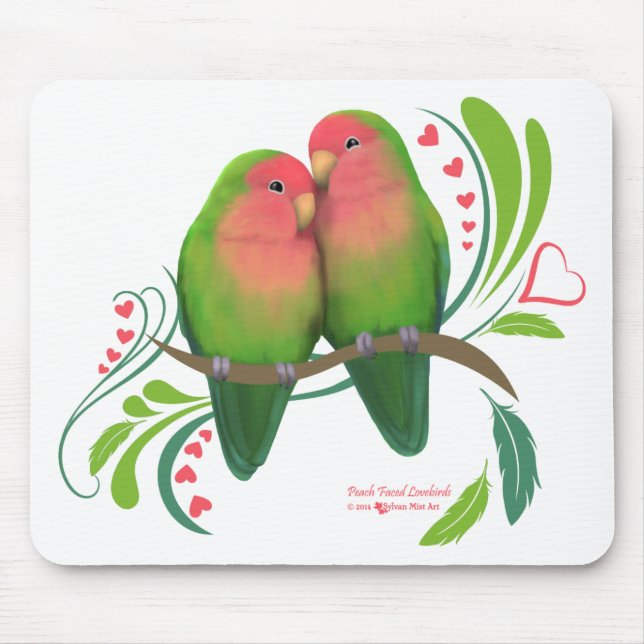 Peach Faced Love Birds Mouse Mat (Front)
