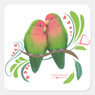 Peach Faced Love Birds Square Sticker