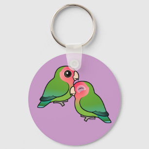 Peach-faced Lovebird Adorable Pair Key Ring