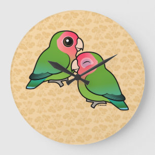 Peach-faced Lovebird Adorable Pair Large Clock