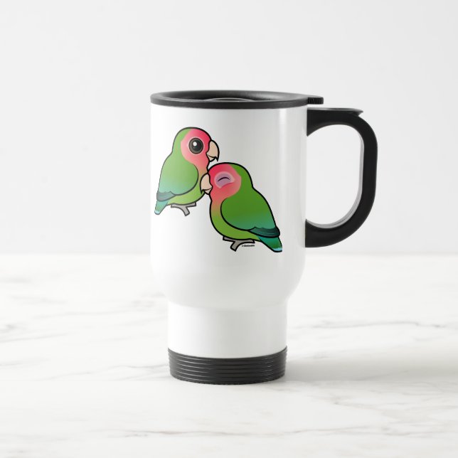 Peach-faced Lovebird Adorable Pair Travel Mug (Right)