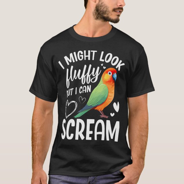 Peach Faced Lovebird Fluffy Birdkeeper Black Maske T-Shirt (Front)