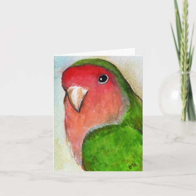 Peach Faced Lovebird Painting Note Card (Front)