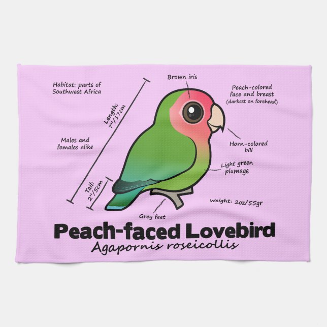 Peach-faced Lovebird Statistics Tea Towel (Horizontal)