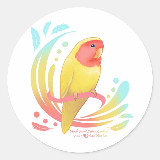 Peach Faced Lutino Lovebird Classic Round Sticker (Front)