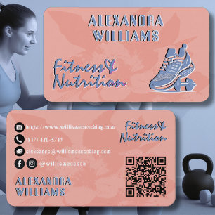 Peach Faded Blue Flourished Fitness & Nutrition Business Card