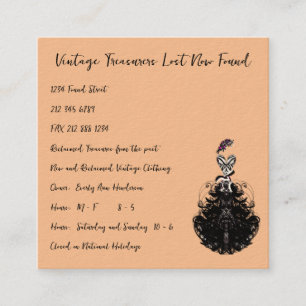 Peach Fashion Vintage Girl Retro Vintage Dress Square Business Card