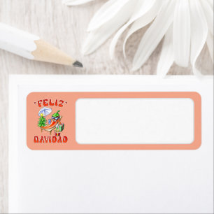 Peach Feliz Navidad Chilli Drawing Blank Address