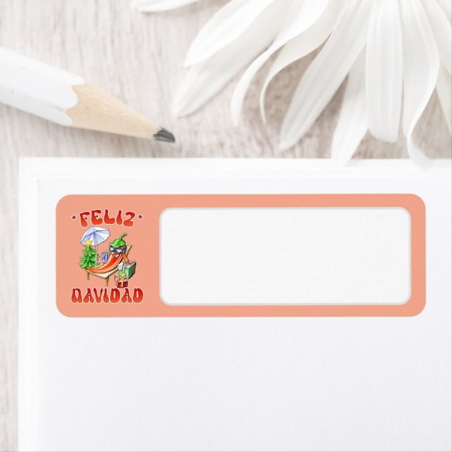 Peach Feliz Navidad Chilli Drawing Blank Address (Insitu)