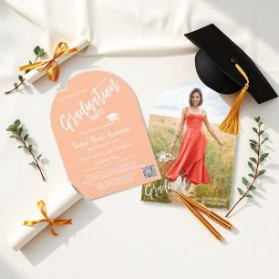 Peach Fizz Arch Photo Grad Invite