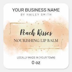 Peach Flavoued Orange Ink Lip Balm Square Sticker