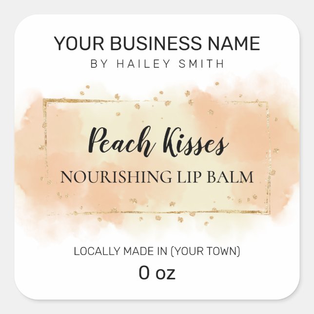Peach Flavoued Orange Ink Lip Balm Square Sticker (Front)