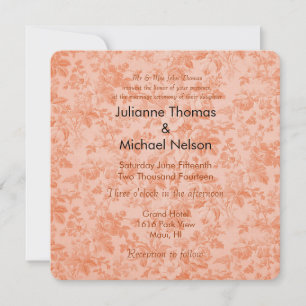 Peach Flora Wedding Invitation