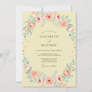 Peach Floral Arch Wedding Invitation
