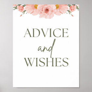 Peach Floral Baby Shower Advice & Wishes Poster