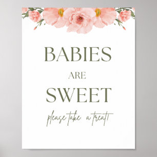 Peach Floral Baby Shower Babies Are Sweet Poster