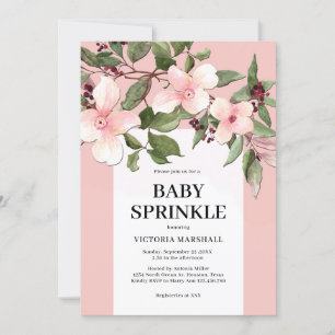 Peach Floral Baby Sprinkle Invitation