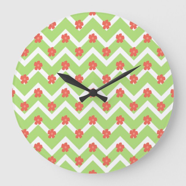 Peach Floral Bedspread Large Clock (Front)