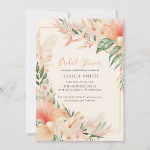 Peach Floral Boho Bridal Shower Invitation