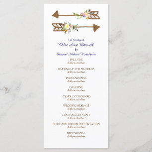 Peach Floral Bouquet Wedding Program Programme