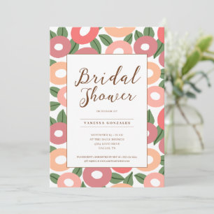 Peach Floral Bridal Shower Invitation 