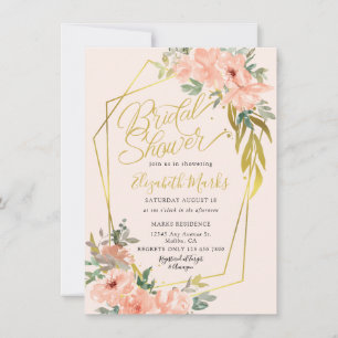 Peach Floral Bridal Shower Invitation