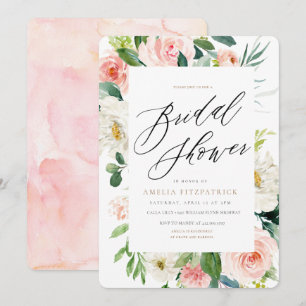 Peach Floral Bridal Shower Invitation