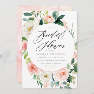 Peach Floral Bridal Shower Invitation