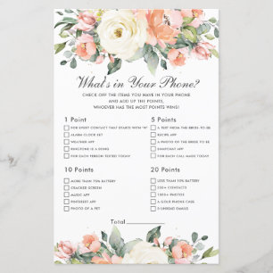 Peach Floral Bridal Shower What's in Your Phone