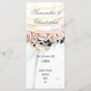 Peach floral brides dress  church wedding program programme
