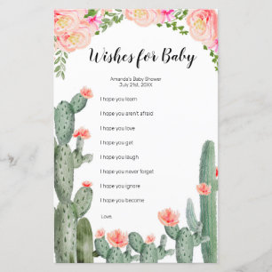 Peach Floral Cactus Wishes for Baby Game