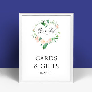 Peach Floral Cards and Gifts Baby Shower Poster