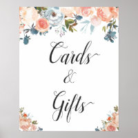 Peach Floral Cards And Gifts Sign