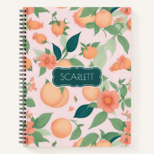 Peach Floral Colourful Personalised Pattern Notebook