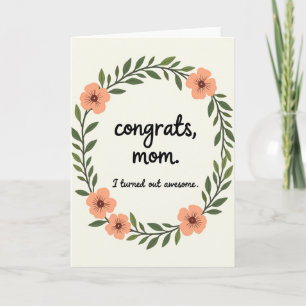 Peach Floral Congrats Mom Card