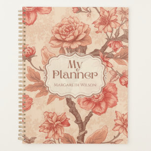 Peach Floral Daily Planner Agenda Notebook Journal