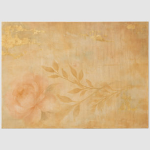 Peach Floral Decoupage Paper Vintage Botanica