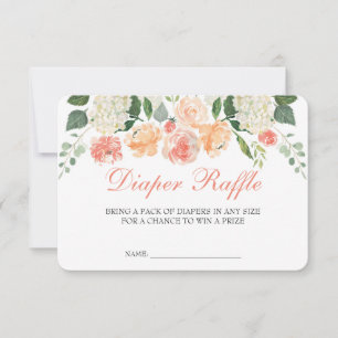 Peach Floral Diaper Raffle Insert Card