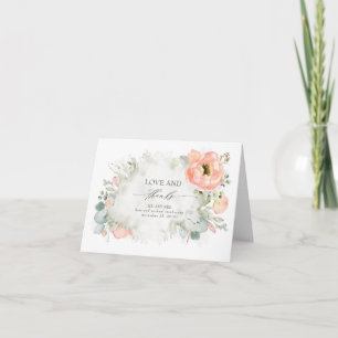 Peach Floral Elegant Wedding Thank You Card
