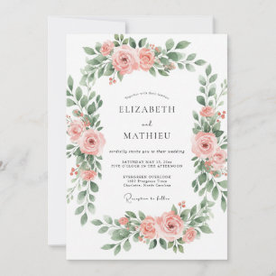 Peach Floral Embrace Wedding Invitation