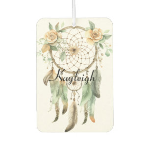 Peach Floral Green Dream Catcher   Car Air Freshener