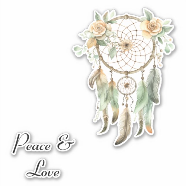 Peach Floral Green Dream Catcher Peace (Front)